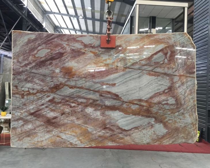 Open Book Gaya Bordeaux Quartzite Slabs